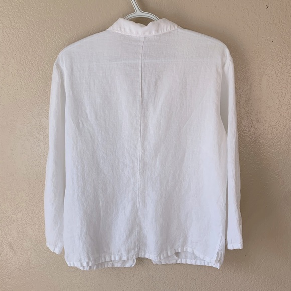 Bryn Walker White Button Down Coastal Beachy Linen Blouse Size L - Picture 2 of 9